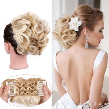 Gruaige Clúdaigh Updo Chignon Sintéiseach Cíor Móra